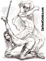 B/w drawings of dungeon domination Maledom hardcore trainings